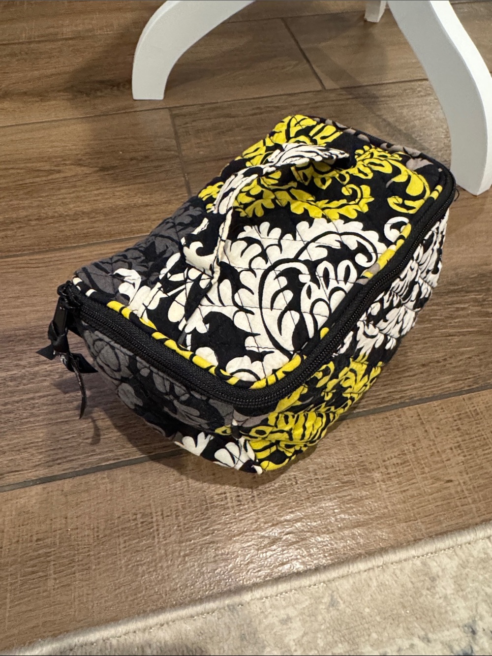 Vera Bradley Quilted Floral Cosmetic Case - Black, White & Yellow